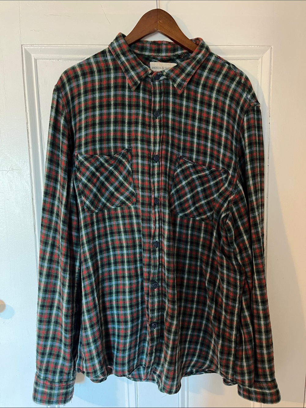 Ralph Lauren Denim and Supply Green and Red Plaid Men's Button-Up Shirt